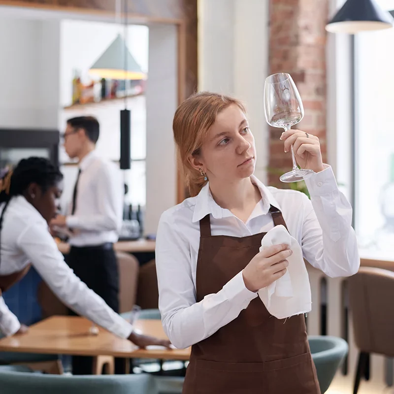 serveuse-controle-propreté-verre